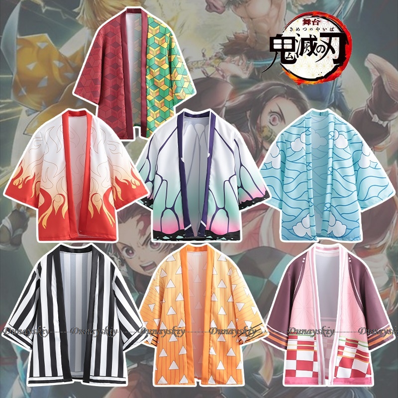 Demon Slayer Haori - Kostum Cosplay Anime, jubah Kimetsu Haori