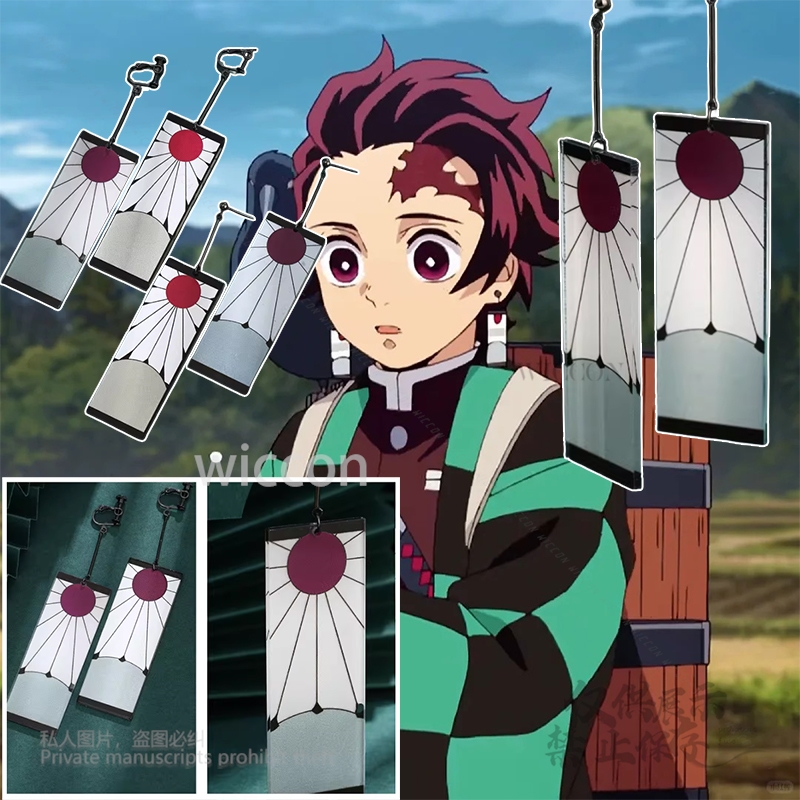 Anime Cosplay Demon Slayer - Anting Akrilik Klip Telinga Aksesori Gaya