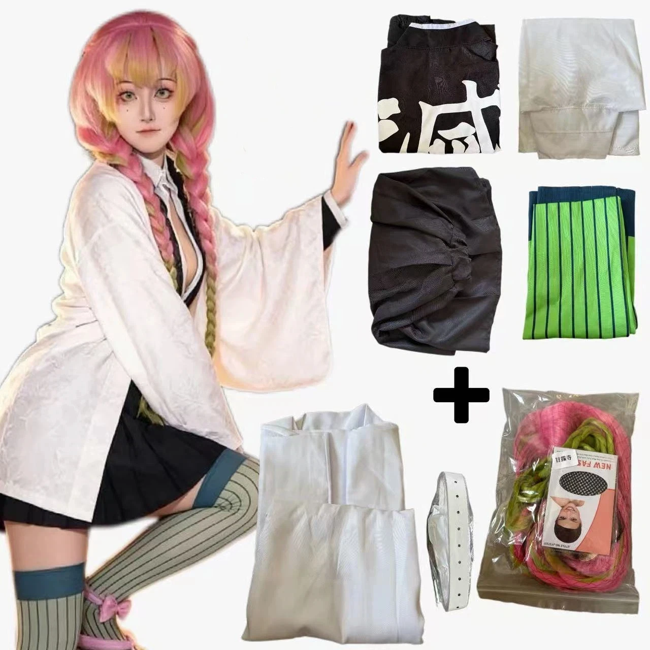 Demon Slayer Haori - Kostum Cosplay Anime Kanroji Mitsuri Gaun