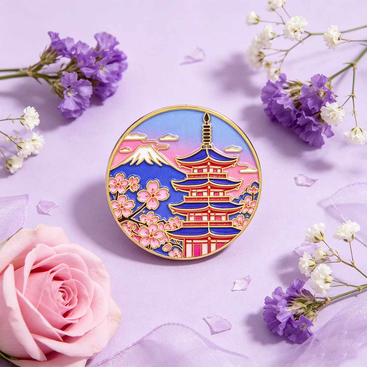 Pin Enamel Bunga Sakura Jepang - Anime Cosplay Easy ulasan dan harga