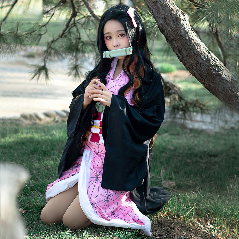 Kostum Cosplay Nezuko Kamado D - Demon Slayer Haori ulasan dan harga