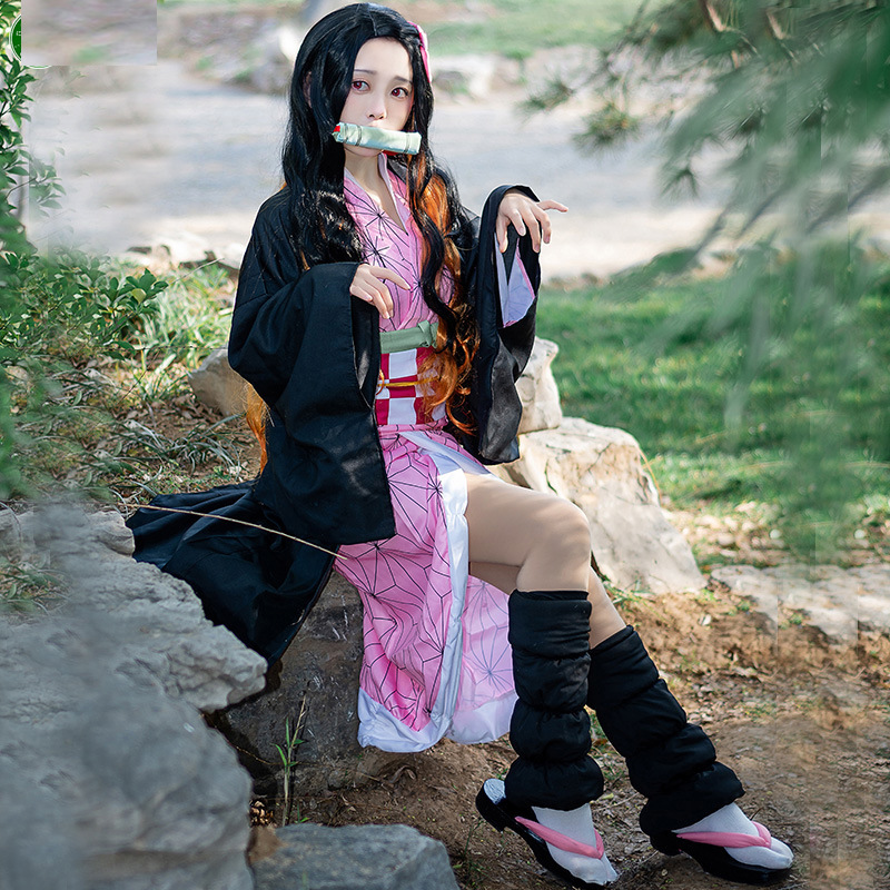Kostum Cosplay Nezuko Kamado D - Demon Slayer Haori ulasan dan harga