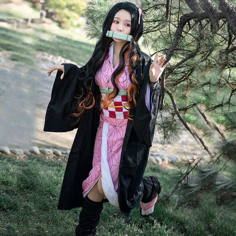 Kostum Cosplay Nezuko Kamado D - Demon Slayer Haori ulasan dan harga