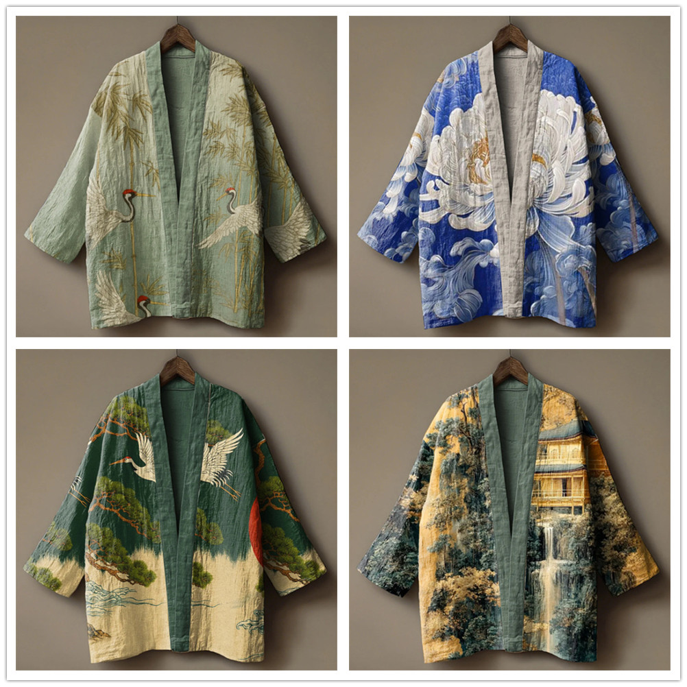 Kimono Cetak Burung Bangau Jep - Demon Slayer Haori ulasan dan harga